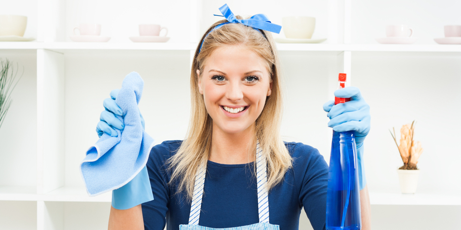 woman smiling holding window washing equipment, Window Cleaning,