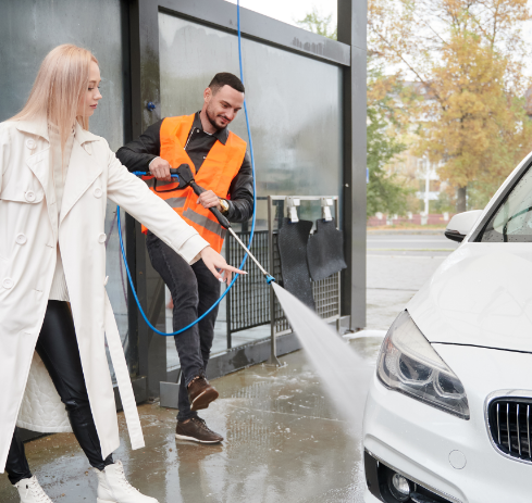 man cleaning a car, Car Dealership Cleaning,